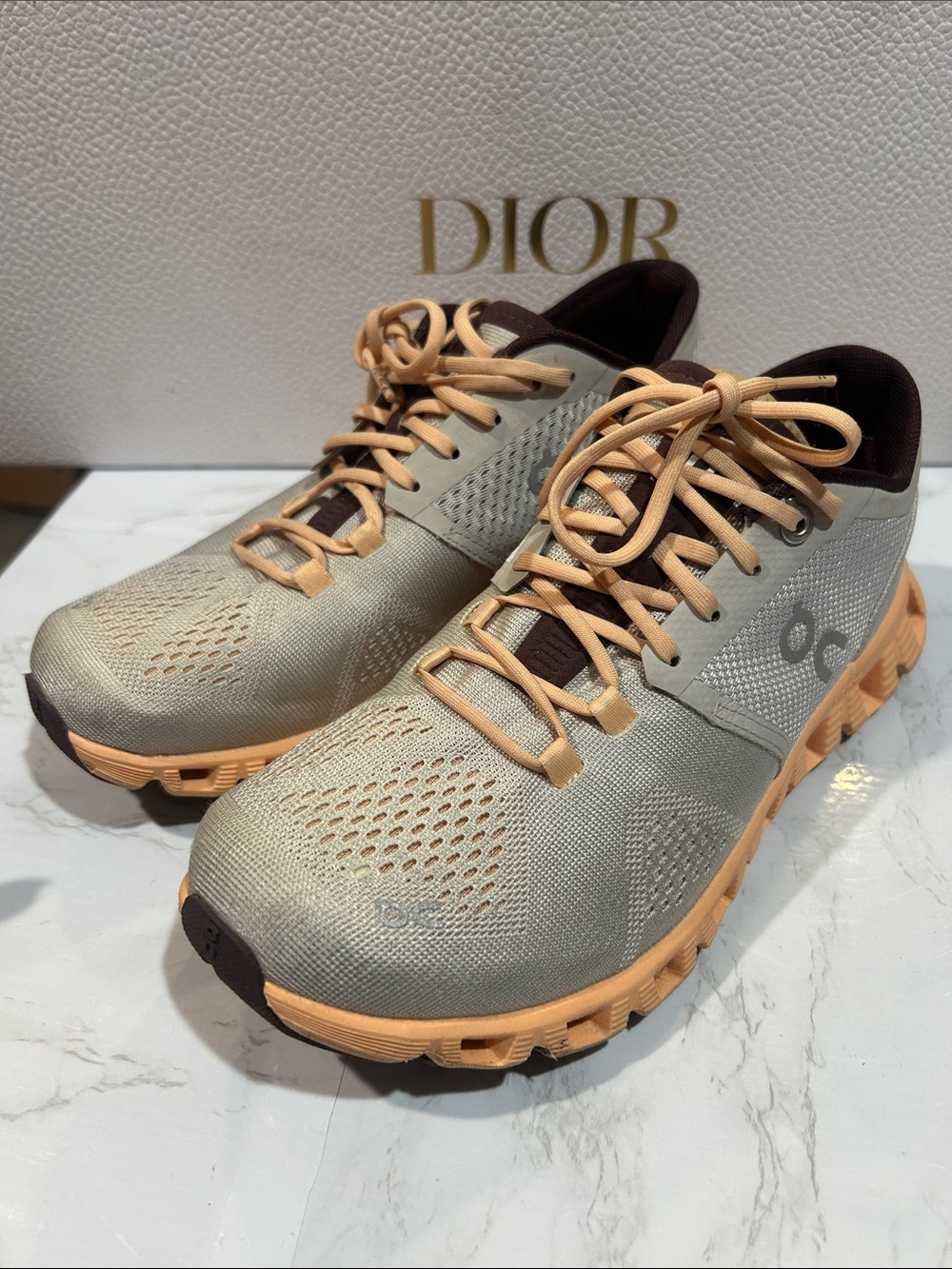 On Cloud On Running Beige & Peach Runner Sneakers - Picture 2 of 13